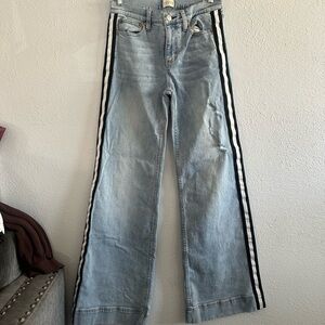 Alice + Olivia Light Blue Flare Jeans with Striped Sides